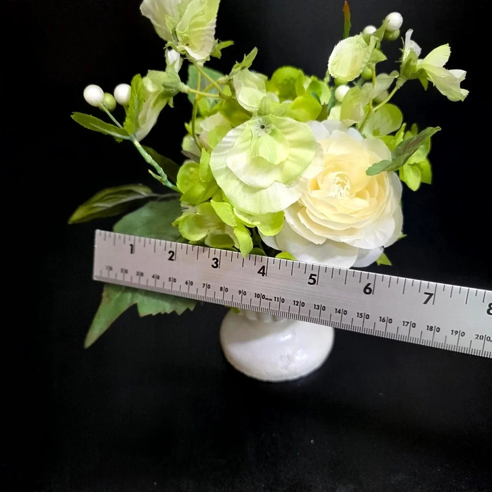 Unbranded Floral Arrangement Unisex Small White Green Faux Rose Hydrangea Urn